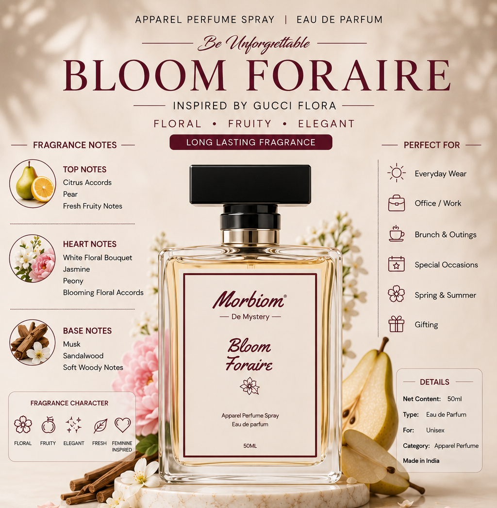 Bloom Floraire | EDP| Long Lasting | Floral Fruity Unisex Apparel Perfume