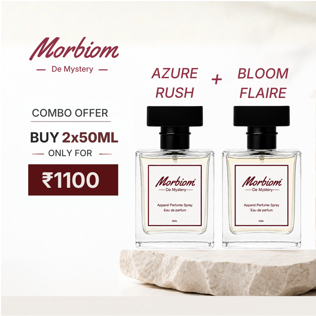 Morbiom 50 ml perfume combo choose Azure Rush and Bloom Floraire