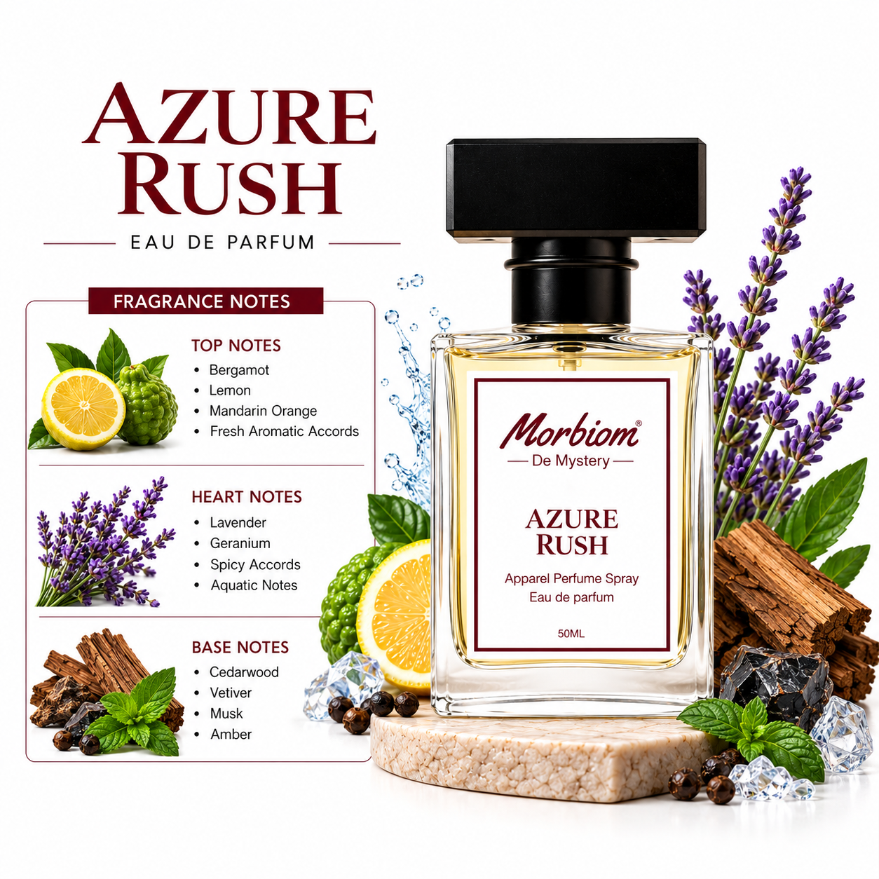 Azure Rush | EDP | Long Lasting & High Projection | Fresh Aquatic Perfume | 50ml
