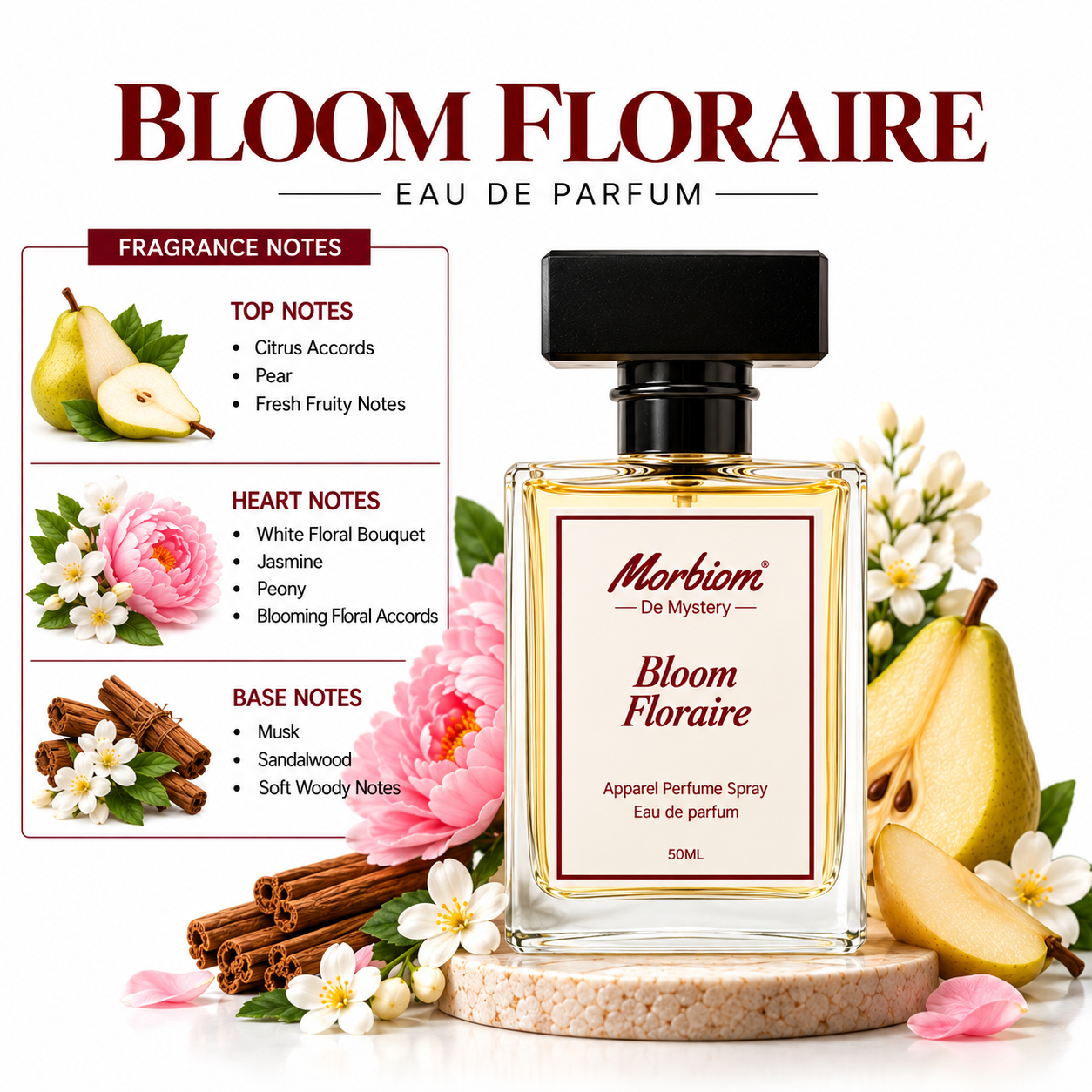 Bloom Floraire | EDP| Long Lasting | Floral Fruity Perfume | 50ml