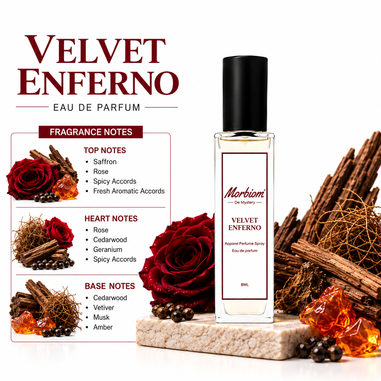 Velvet Enferno | EDP | Long Lasting & High Projection | Woody Spicy Perfume | 08ml