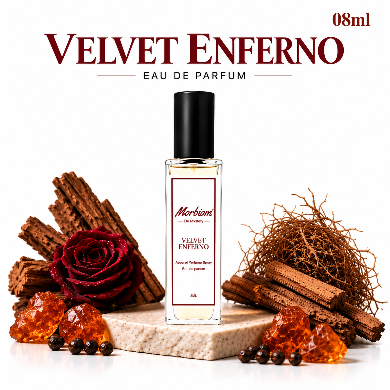 Velvet Enferno | EDP | Long Lasting & High Projection | Woody Spicy Perfume | 08ml