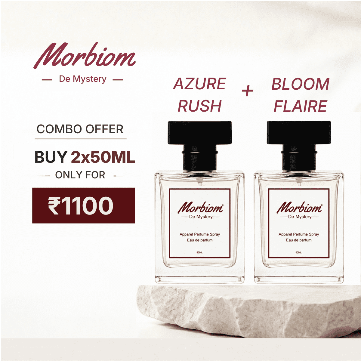 Morbiom 50 ml perfume combo choose Azure Rush and Bloom Floraire