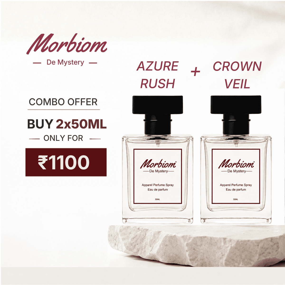 Morbiom 50 ml perfume combo choose Azure Rush and Crown Veil